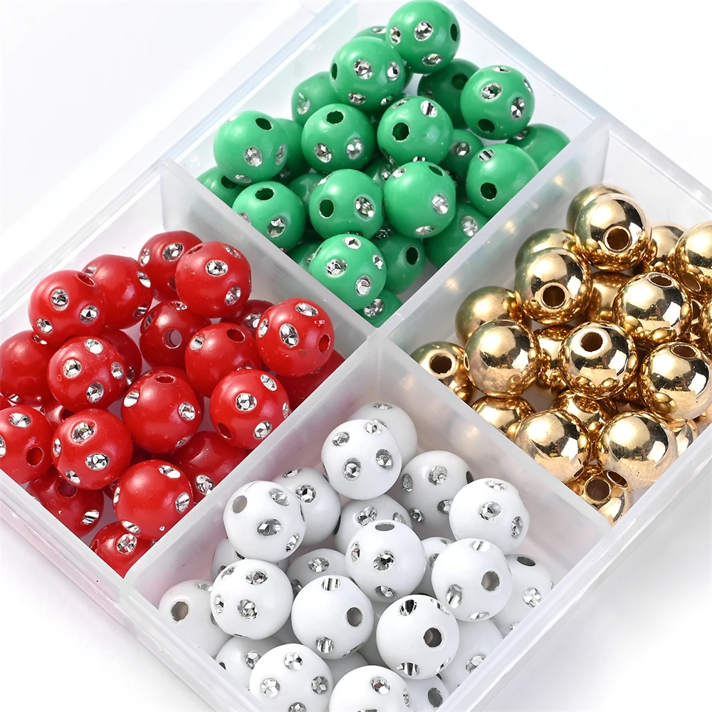 8mm Acrylic Round Beads Set Multi‑Color Christmas Spacer Beads for DIY Jewelry Making Bracelet Necklace Craft Decor Supplies