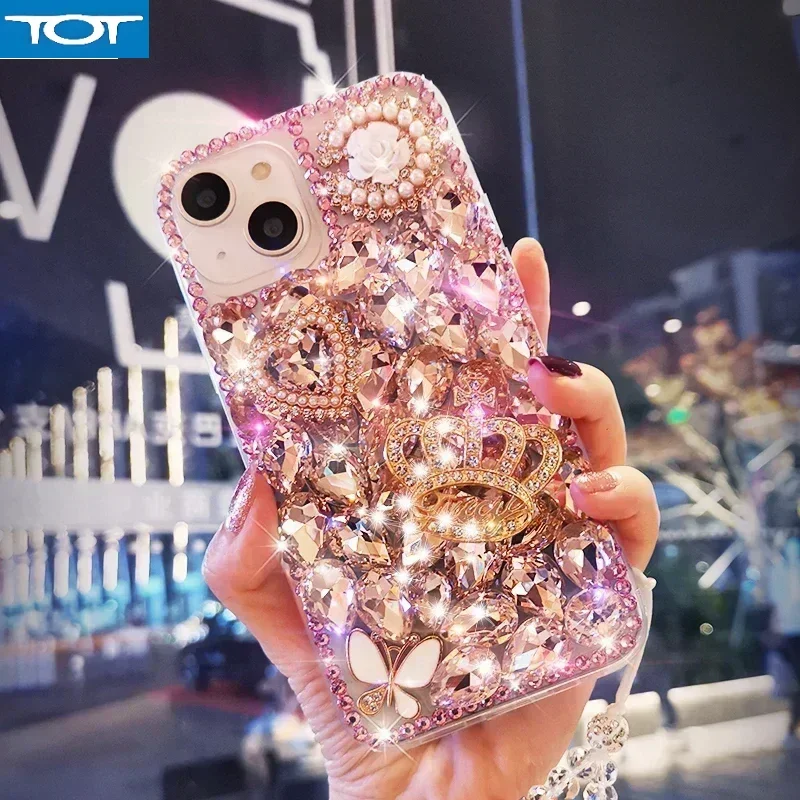 

Роскошный чехол для телефона с ромбовидным шнуром Crown для Xiaomi Redmi 9A 9C Note8 9Pro Note10S Note11 Pro 12Pro, чехол с кристаллами Fundas v