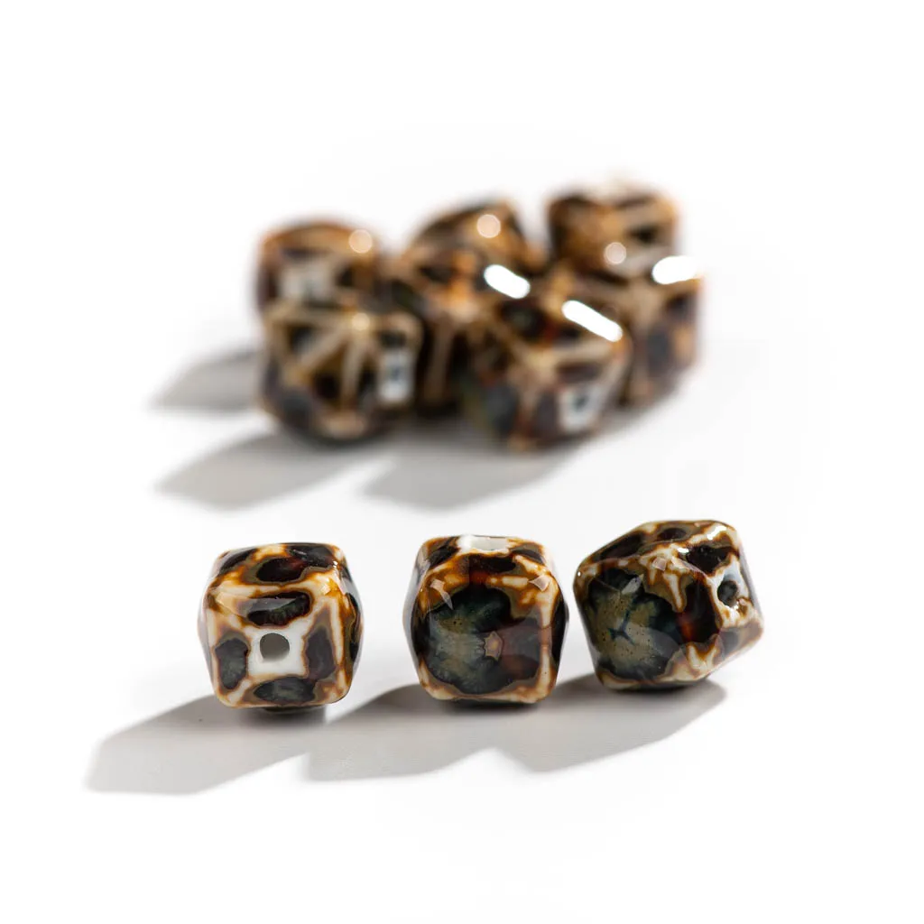 18#10pcs Polyhedron Shape Kiln Color Ceramic Beads Handmade Jewelry Making Supplies Bulk Wholesale Necklace Crafts #XN327