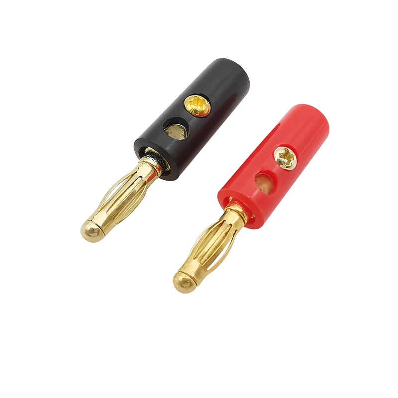 10Pcs/lot 4mm Banana Plug Connector 4mm Banana Binding Post Male Plugs Screw Type DIY Speaker Test Plug Adaptor Red and Black