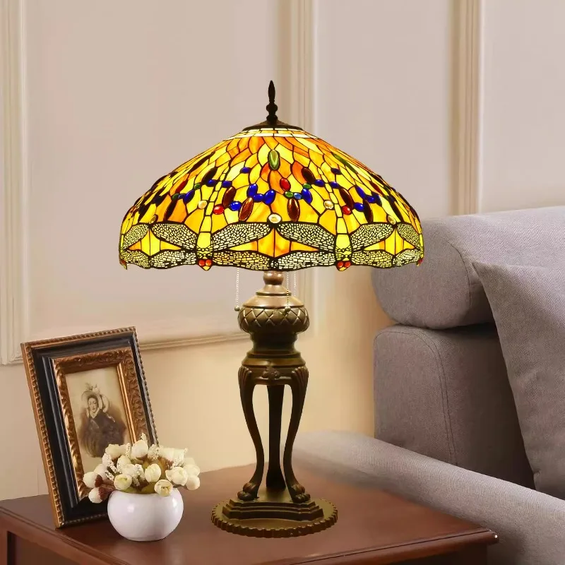 Tiffany retro 24-inch European creative bedside lamp bedroom living room study atmosphere desk lamp