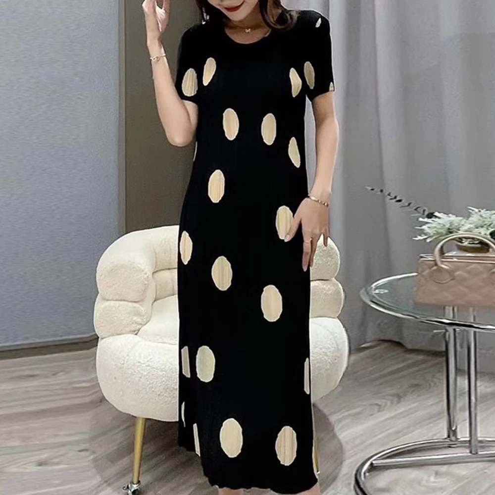 Pleated dress summer new high-end middle-aged and elderly women's clothing loose mother summer dress skirt age reduction