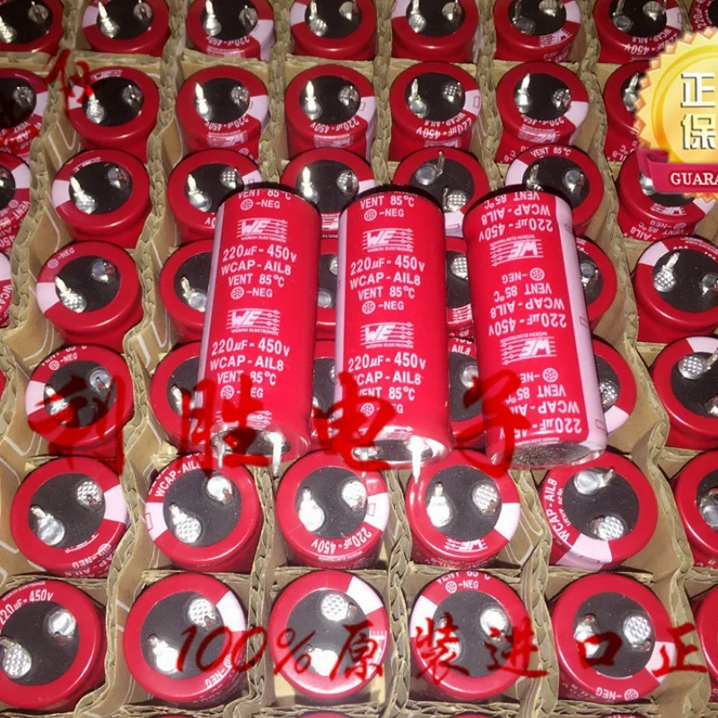 2PCS 220UF 450V Red Robe Capacitor Fever Capacitor 450V 220UF 22X50 Audio Red Robe