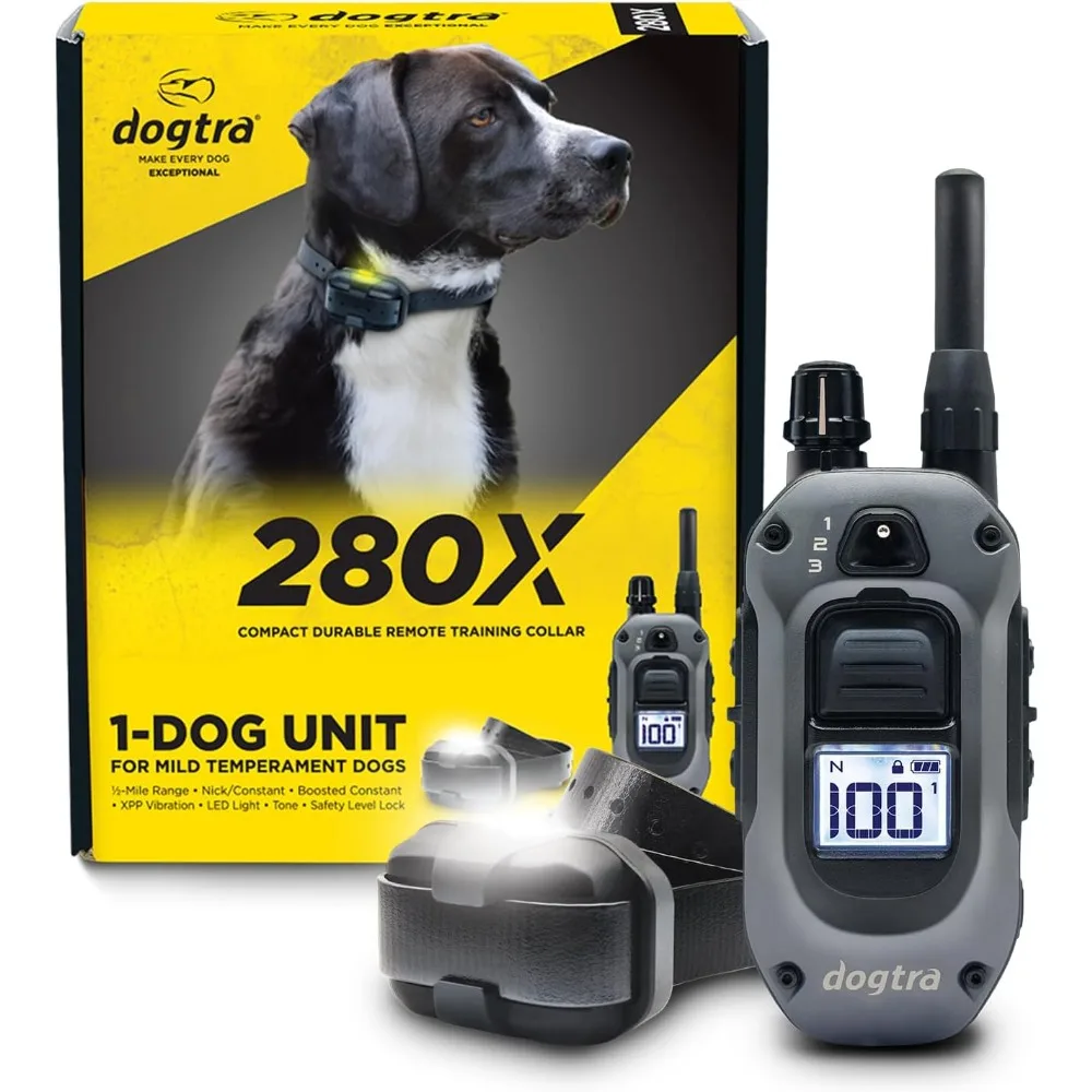 Remote [New Edition] 10 lbs+, 1/2 Mile Range, LED Light, 100 Levels of Precise Control for Stubborn Dogs, Waterproof