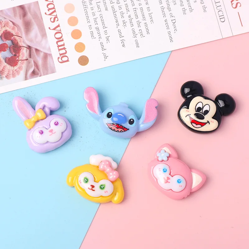 10 Pcs Cartoon Resin Cute Cartoon Rabbit ，Ear Monster Style Hairpin Pendant Scrapbook Craft Diy Miniature Ornament Accessories