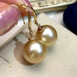 Gorgeous Huge AAAA 16mm Round Golden SHELL Women Earring 925S Freeshippings Items
