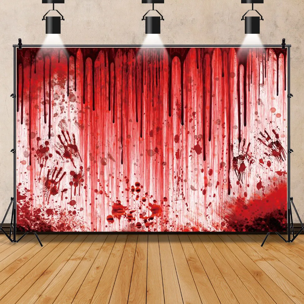 Horror Halloween Scary Blood Splatter Backdrop Red Blood Dripping Ghost Shadow Zombie Vampire Photography Background Studio