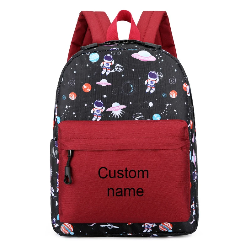 Personalized Kids Backpack Space Astronaut Kindergarten Preschool Cute Multi Compartment Preschool Backpack, Custom Your Name