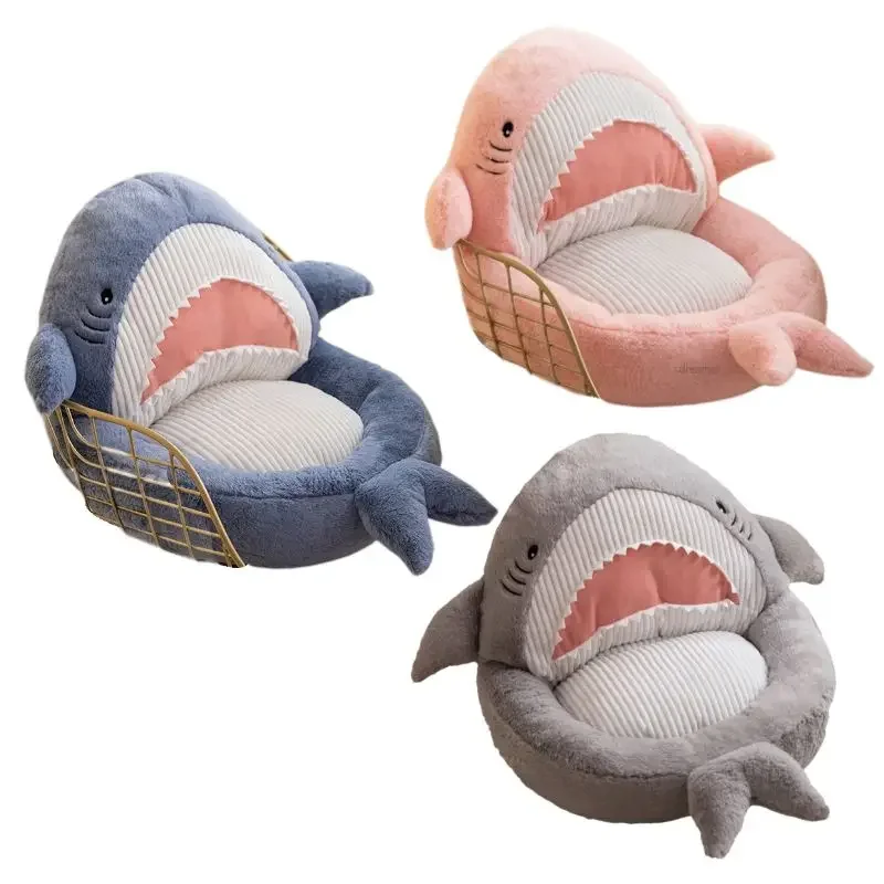 INS Shark Pillow Animal Seat Soft Cushion Stuffed Plush Sofa Indoor Floor Home Chair Office Decor Winter Birthday Gift For Kids