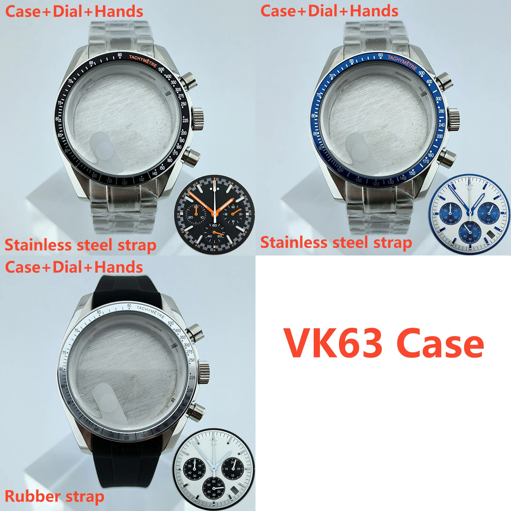 VK63 Case No logo Custom logo dial Men's Watch Stainless Steel Mechanical Watch Fit NH35 movement Sports Watch