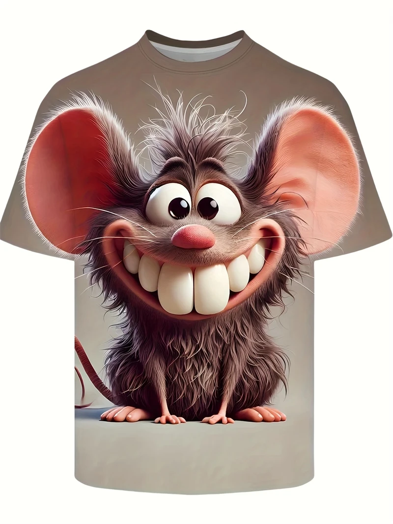 

Summer Funny T Shirt For Man Cartoon Animal Print Casual Short Sleeve Y2k T Shirt Man Outdoor Male Overszied Streetwear Clothing