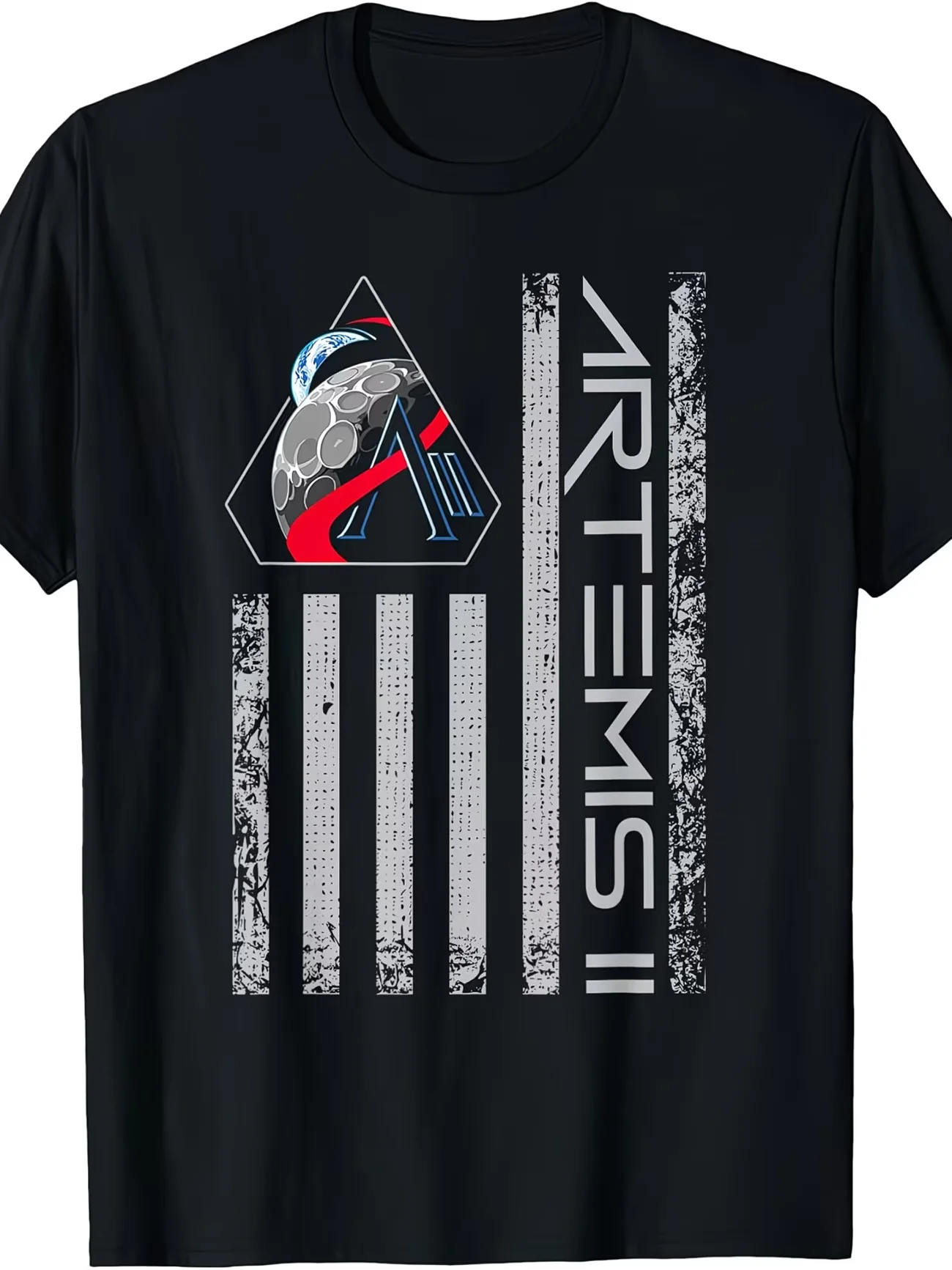 Men's Funny Fashion Artemis Ii Patch Return To The Moon Patriotic T Shirt Cotton Tee Summer Women Oversize Streetwear Trendy Top
