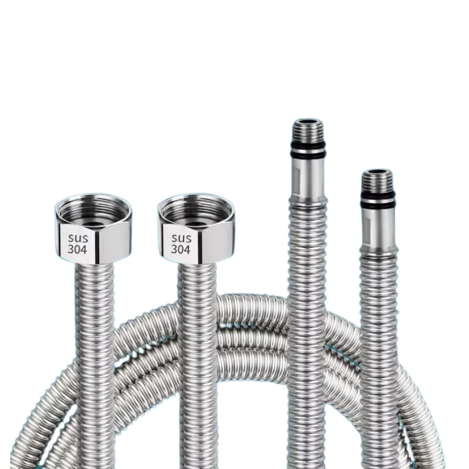 G1/2(20mm)*9.5mm Cold And Hot mixer Faucet Water Supply Pipe 304 Stainless Steel Explosion Proof Corrugated Hoses Faucets Parts