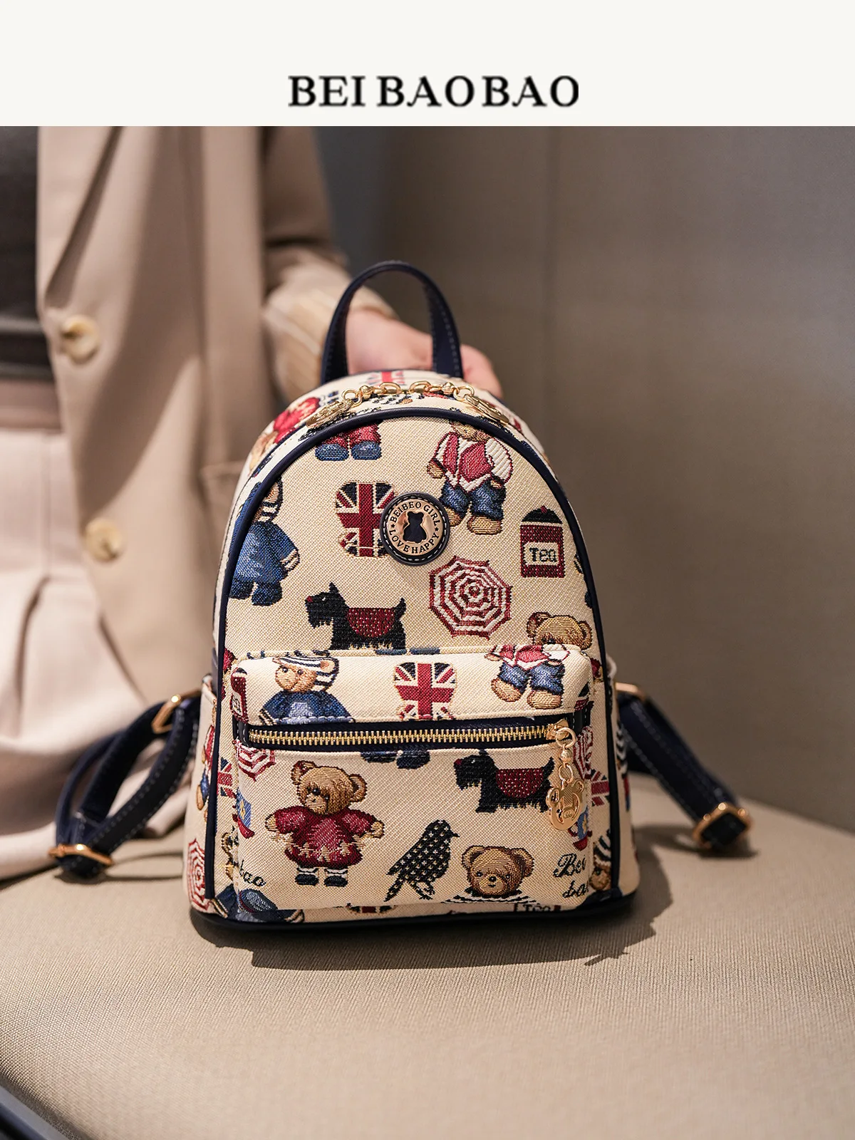 Beibaobao กระเป๋าเป้สะพายหลัง 2025 ใหม่แฟชั่นความจุขนาดใหญ่กระเป๋าเป้สะพายหลังนักเรียนการ์ตูนตุ๊กตาหมีกระเป๋าเป้สะพายหลัง