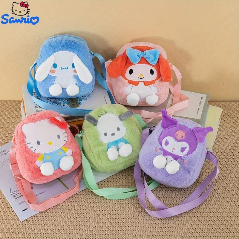 

Sanrio Series Cute Plush Shoulder Bag Cinnamon Roll Hello Kitty Fashion Cartoon Toy Small Bag Children Students Shoulder Handbag