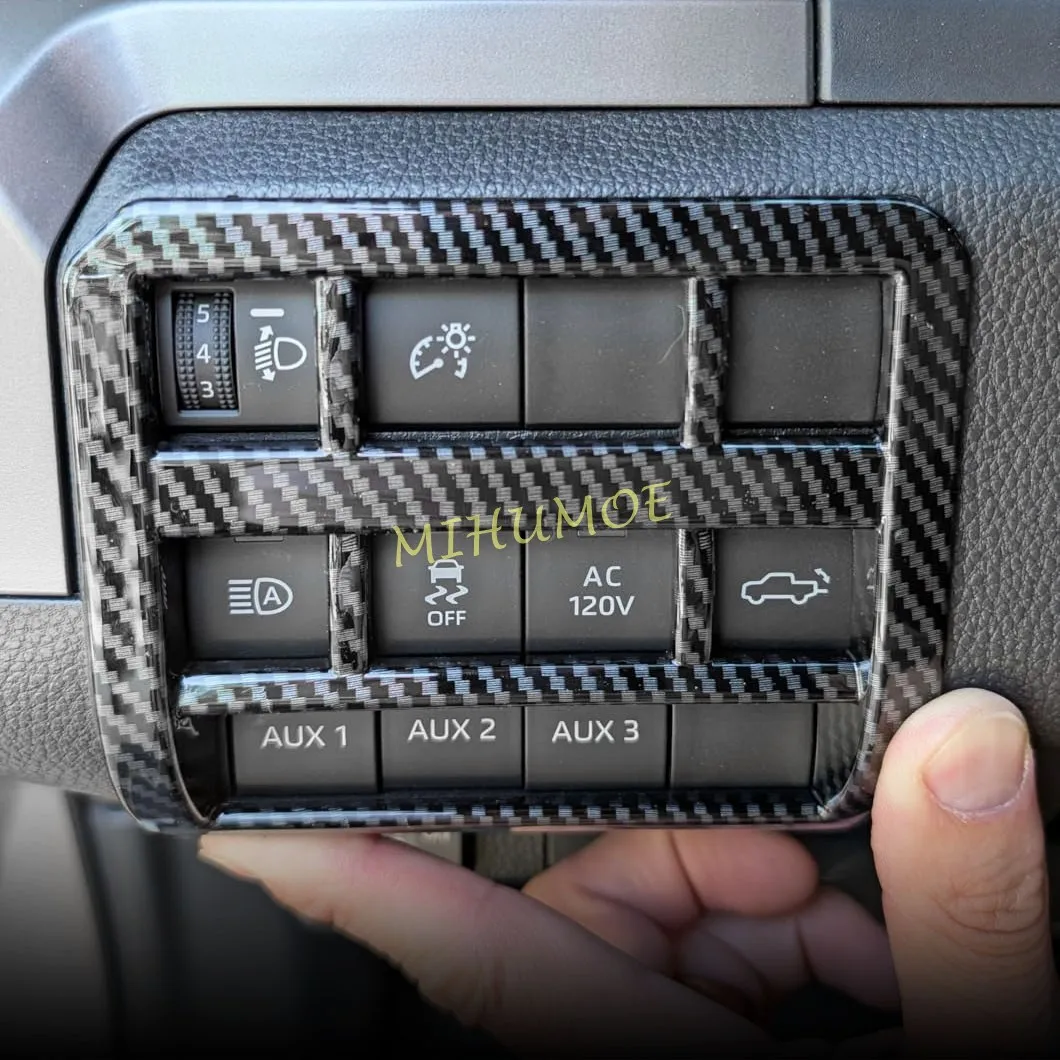 For 2024 2025 Toyota Tacoma 4Runner Carbon Fiber Car Center Console Dashboard Switch Cover Trims LHD