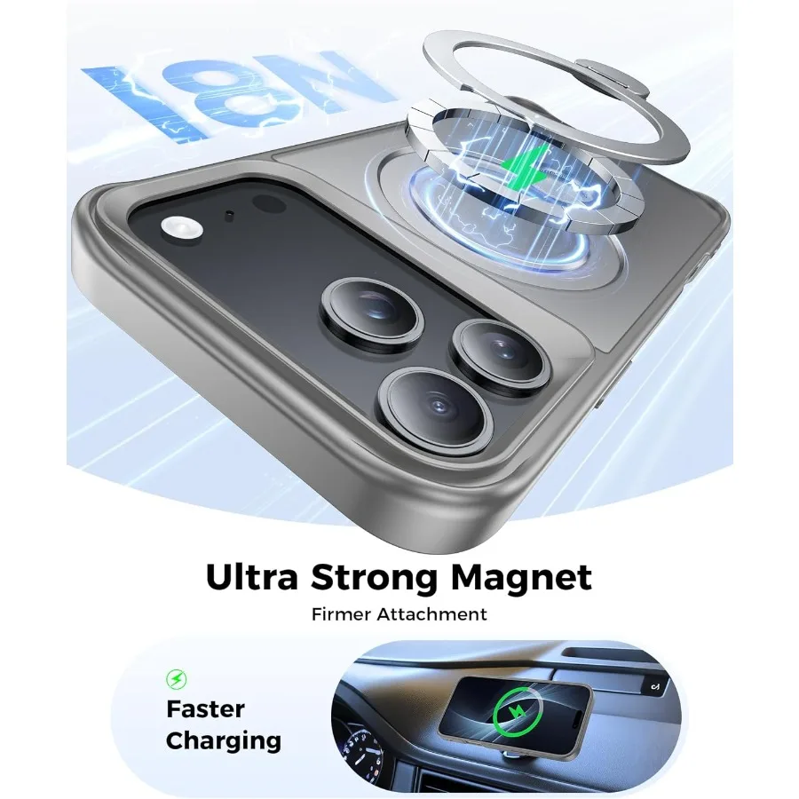 حامل مغناطيسي 360 درجة متوافق مع حافظة iPhone 17 Pro Max لهاتف 6.9 موديلات حماية من السقوط عسكرية مقاومة للصدمات وشفافة #3