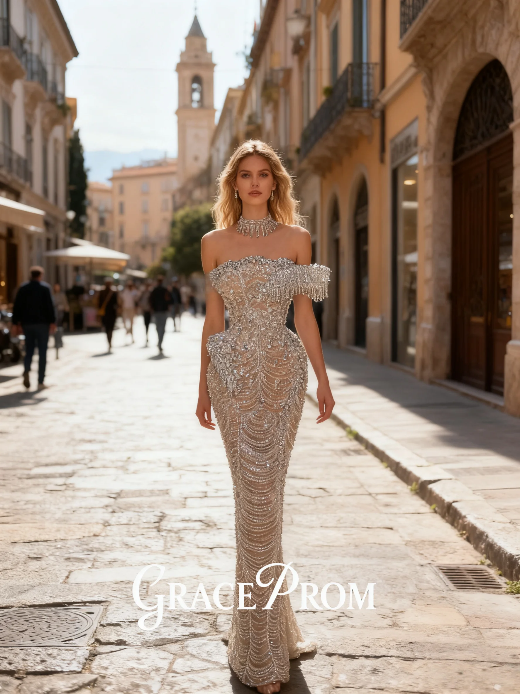 

Вечернее платье GraceProm с кристаллами 2026, роскошное платье для красной ковровой дорожки с блестками, изысканное вечернее платье длиной до пола со стразами