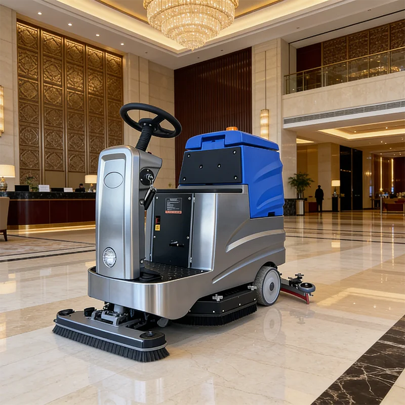 Zero Emission Battery Ride On Floor Scrubber Automatic Scrubber Dryer for Indoor Use in Mall Airport Convention Center