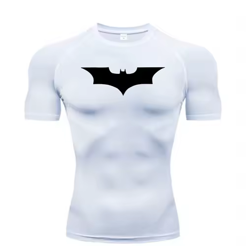Bat Printed Men's Tight T-Shirt Running Compression Compression T Shirt Gym Fitness Jogging Short Sleeve Male Casual Shirt Tops - Image 3