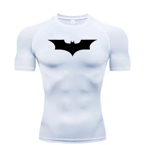 Bat Printed Men's Tight T-Shirt Running Compression Compression T Shirt Gym Fitness Jogging Short Sleeve Male Casual Shirt Tops - Image 3