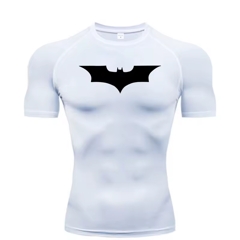 Bat Printed Men's Tight T-Shirt Running Compression Compression T Shirt Gym Fitness Jogging Short Sleeve Male Casual Shirt Tops - Image 3