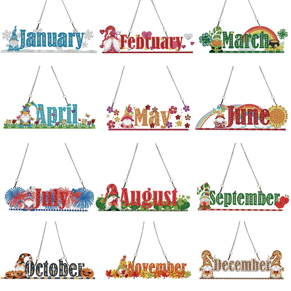 

Gnome 2D Flat DIY Rhinestone Diamond Art Window Pendants Special Shape Hanging Diamond Art Kits DIY Home Decor Hanging Charm