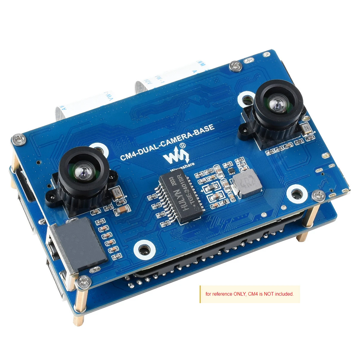 Waveshare Binocular Camera Base Board Designed for Raspberry Pi Compute Module4,Optional Interface Expander,CM4-DUAL-CAMERA-BASE