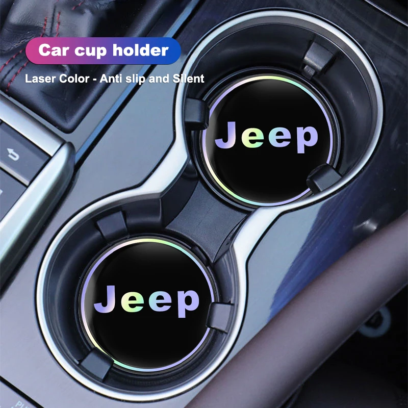 Alfombrilla para taza de coche, portavasos, estera de almacenamiento, almohadilla gruesa antideslizante para taza para Jeep Renegade Wagoneer Avenger Recon Wrangler JK Gladiator Compas