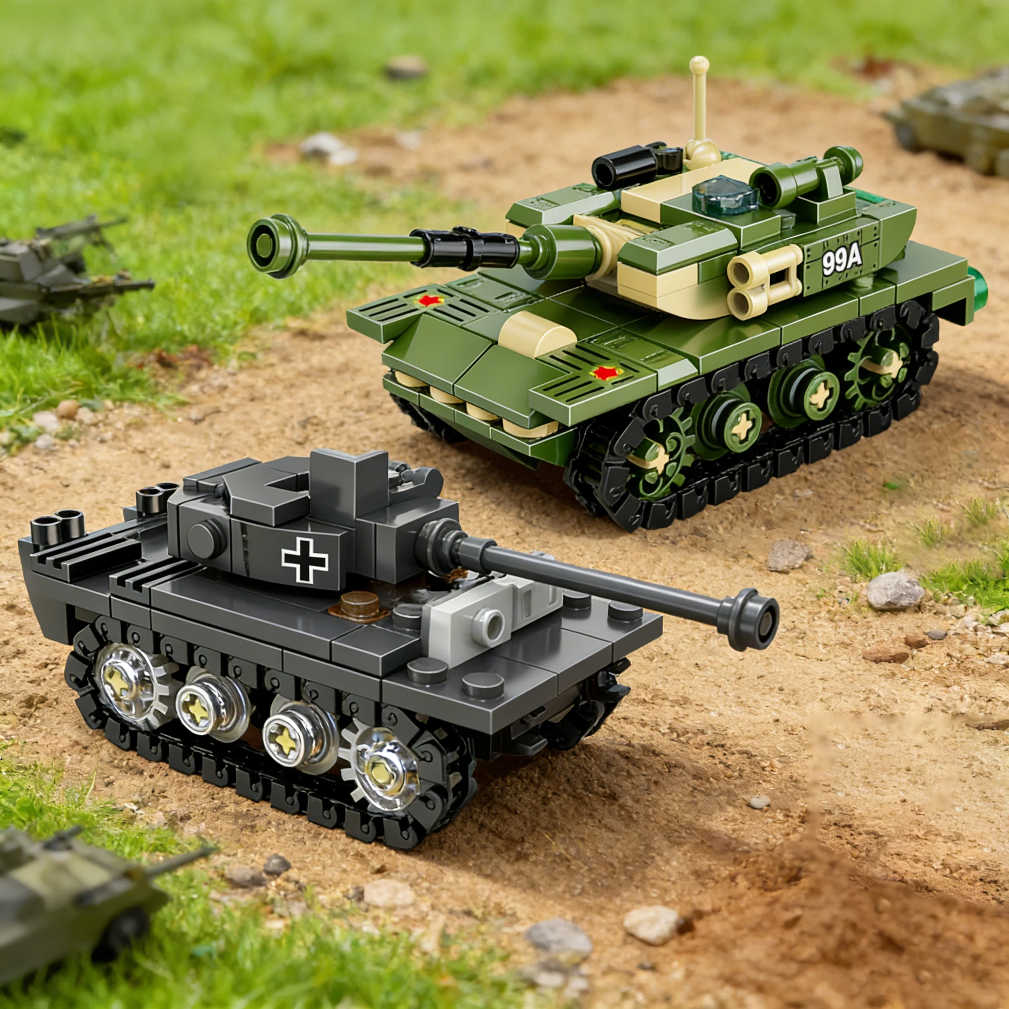 Tijger Tank 99A Bouwstenen Battle Tanks M1A2 Tank Soldaten Bricks Assmbly Modus Set voor Kinderen Speelgoed Kerstcadeaus