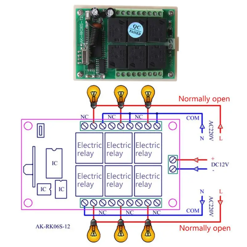 Wireless 433Mhz Remote Control Copy Code Remote 6 Way DC12V Electric Cloning Gate Garage Door Auto Keychain Controller H8WD