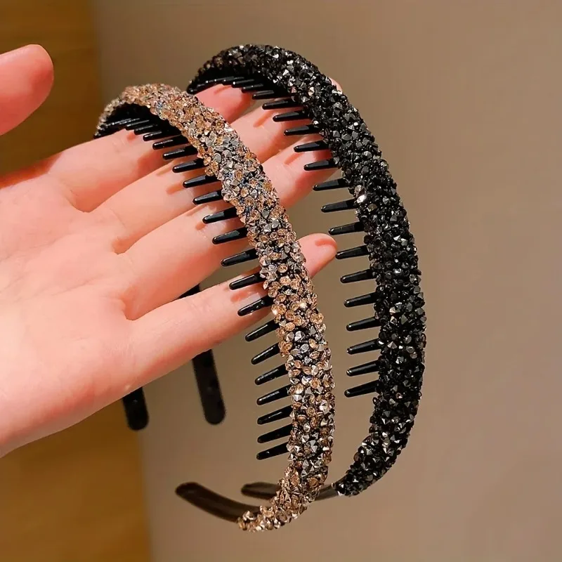 Set de Diademas con Dientes y Pedrería para Niñas, Antideslizantes, Cómodas, Accesorios Brillantes para el Cabello Infantil