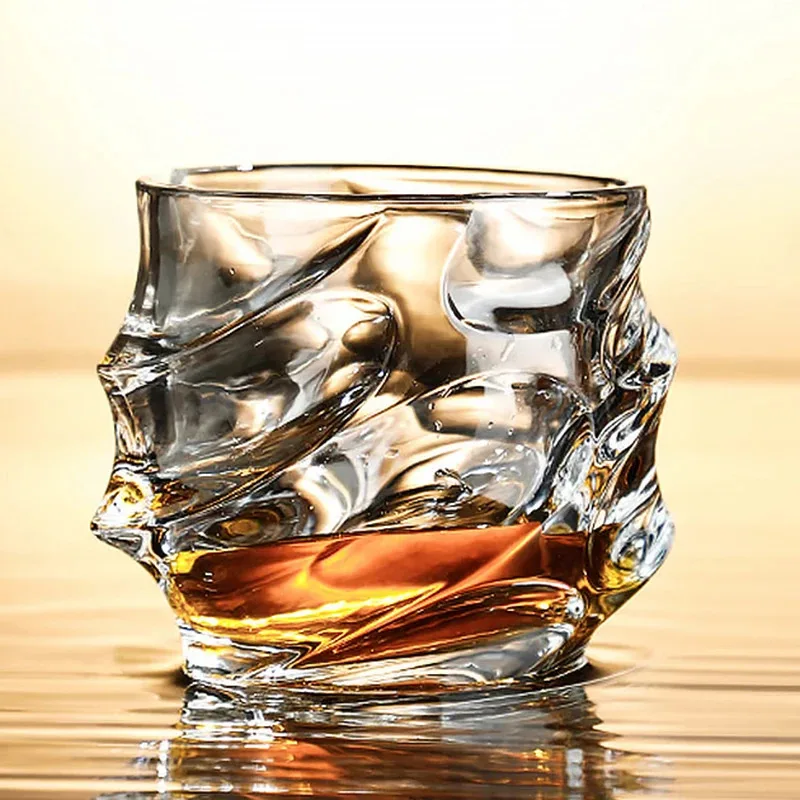 

TOPLIVING 320ml Drinkware Wave Shaped Wine Glass Transparent Crystal Whiskey Glass Party Bar Foreign Wine Brandy Vodka Cocktail