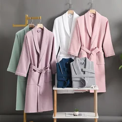 100% Cotton Bathrobe New Couples Morning Robe Waffle Hotel Beauty Salon Bathrobe Women&men Sleepwear Sexy Pajamas Bath Robes