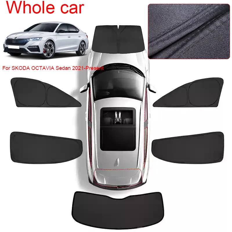 Car Black Windows Privacy Sunshade For Skoda OCTAVIA 2015-Present Anti-UV Heat Insulation Protect Cover Interior Accessories view 6