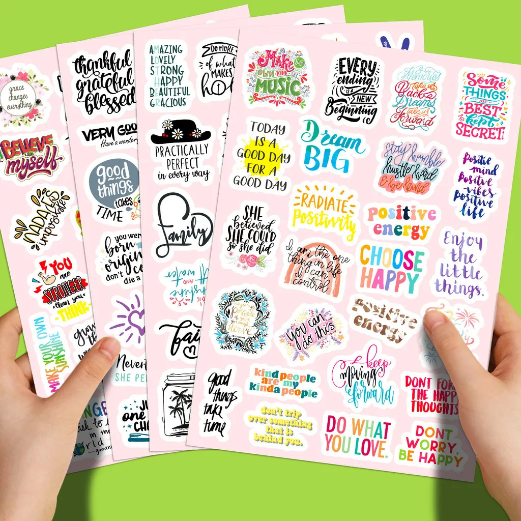 100PCS Inspirational Phrase Graffiti Stickers - 4 Sheets, Decor for Notebook, Phone & Water Cup AnimeWorlds Store