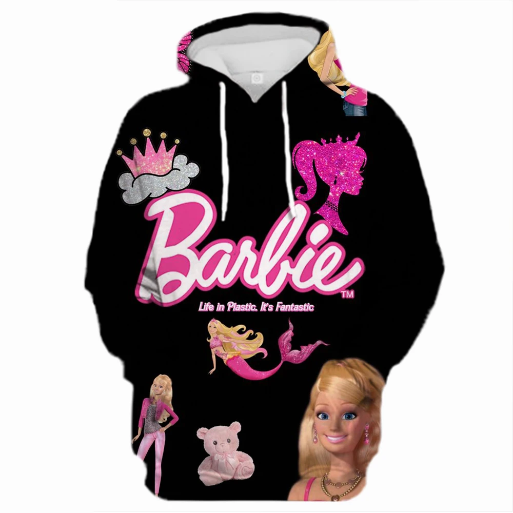 

Kawaii Cartoon Couple Hooded Sweatshirt Anime Barbies The Movie Cotton Hoodie Street Style Spring Woman Casual T-Shirt Girl Gift