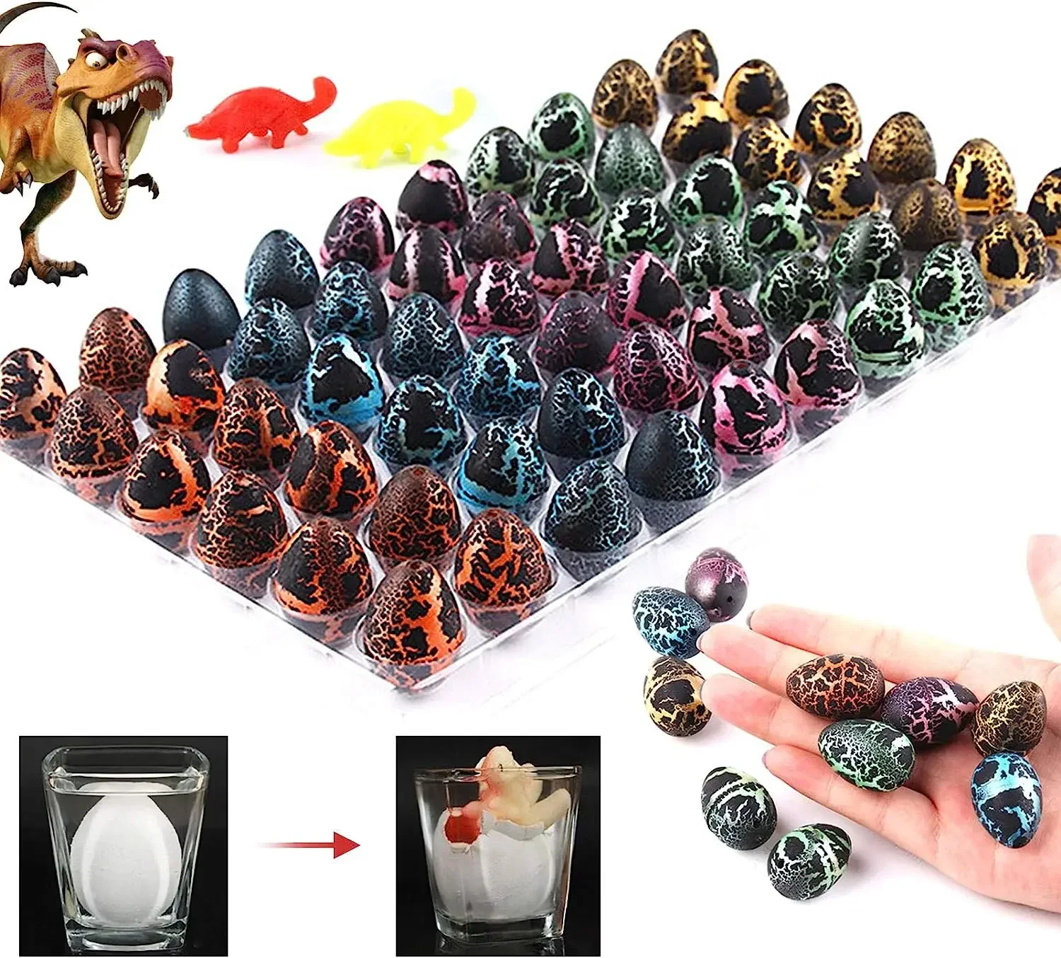 10pcs/set Magic Hatching Growing Dinosaur Add Water Grow Egg Animal Breeding Process Educational Teaching Funny Toys For Kids