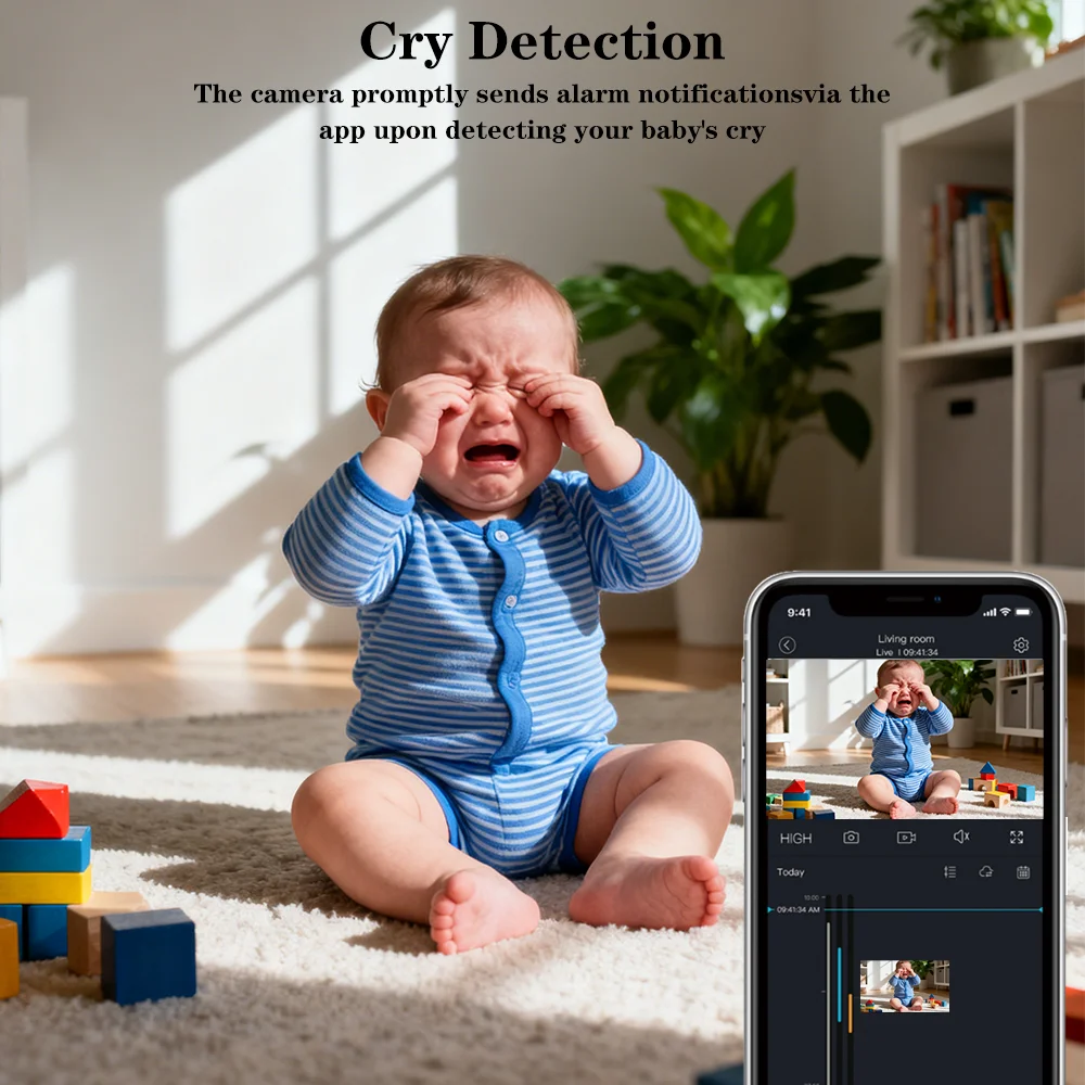 3PCS 2K Camera 5GHz Dual WiFi 3D Noise Reduction Digital Zoom 2MP CMOS Sensor with 2-Way Audio Motion Human Detection 128GB SD