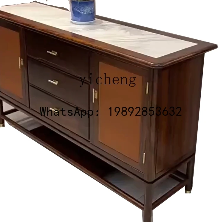Style Modern Solid Wood Ebony Storage Cabinet Hotel Restaurant Side Cabinet Set
