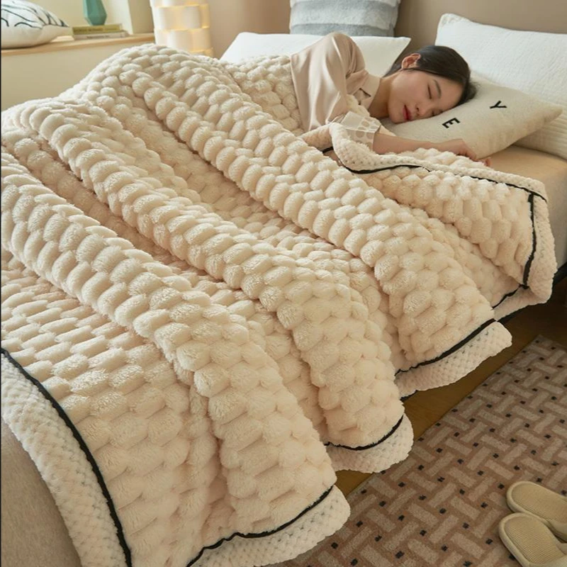 Soft Fluffy Lamb Wool Blanket Thick Anti Static Coral Blanket Household Warm Sofa ThrowTowel Milk Flannel Double-sided Bed Sheet