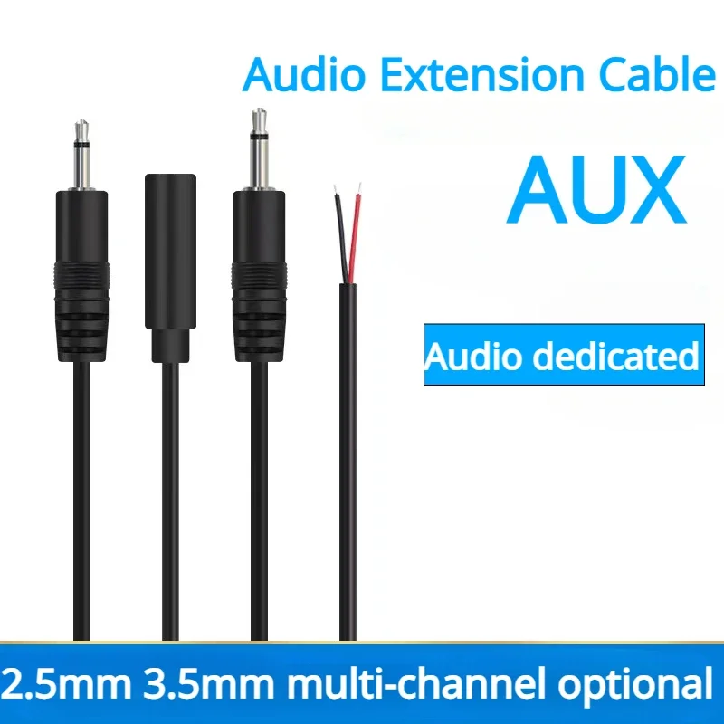 3.5mm 2.5mm Male Plug/Female Jack to Bare Wire Open End TS Mono/3 Pole/4 Pole TRRS Stereo Plug Jack Connector Audio Cable