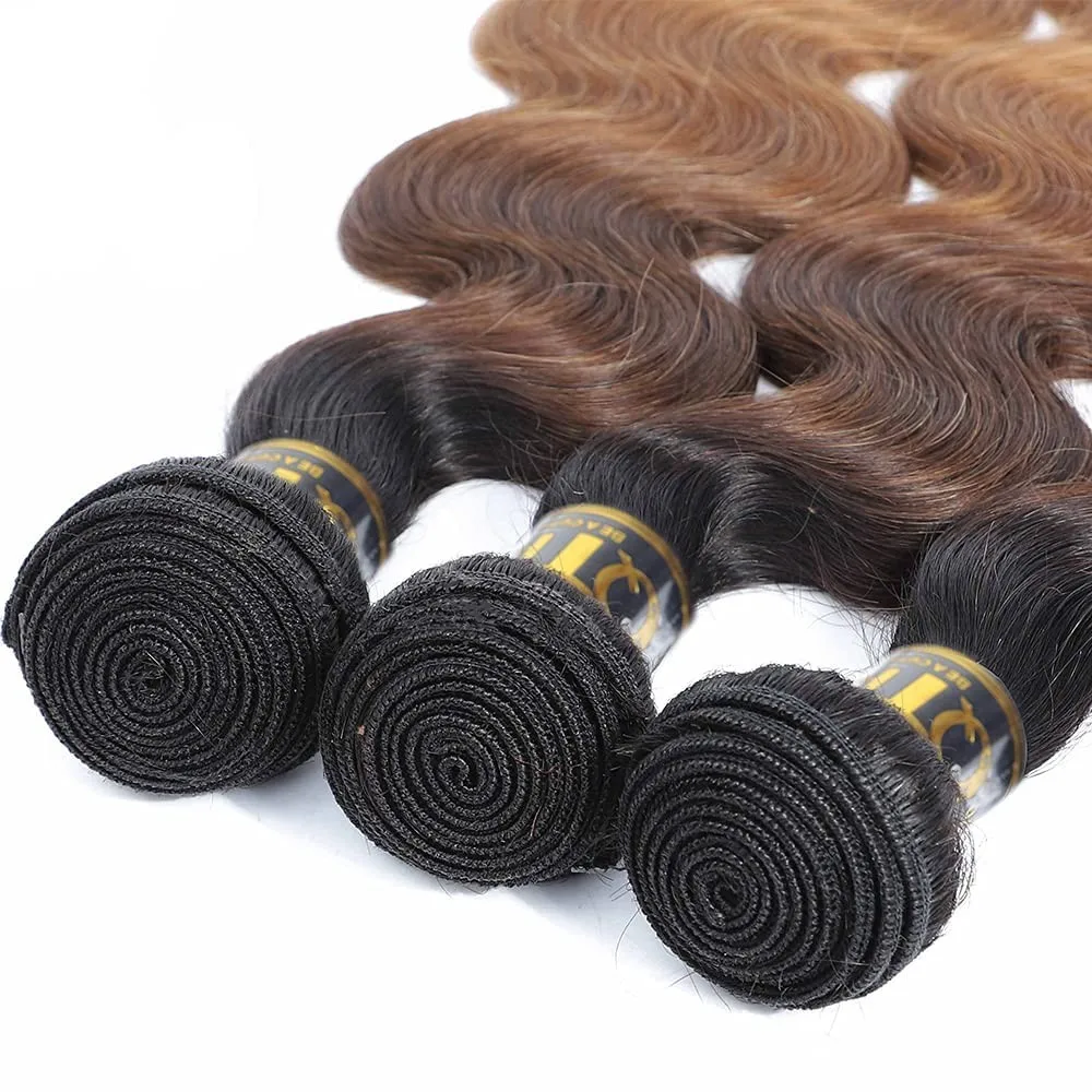أومبير اللون الجسم موجة حزم الشعر البشري مع إغلاق البرازيلي عذراء الشعر حزم 1b/4/27 1b/4/30 نسج الشعر حزمة الشعر البشري #3