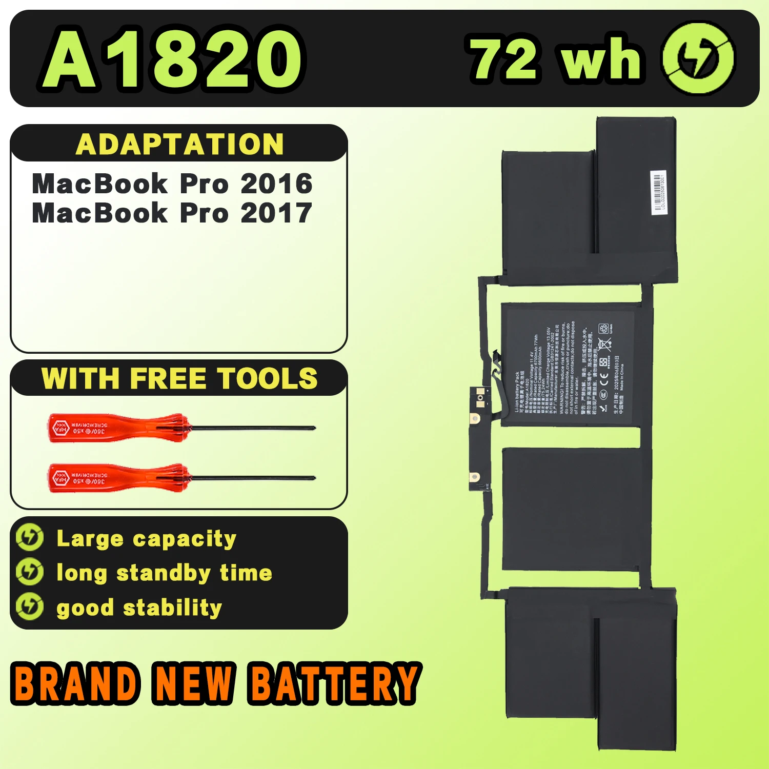 SAT A1820 New Laptop Batteries Replacement For Apple A1707 2016-2017Year MacBookPro(15