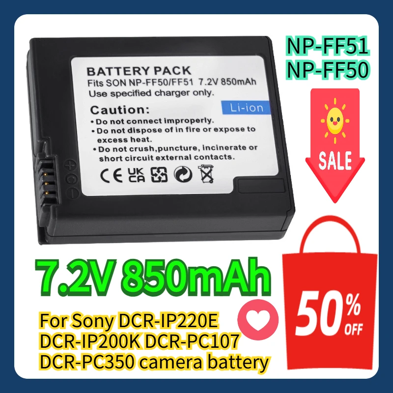 

Аккумулятор NP-FF51 NP-FF51S NP-FF50 BPF-500 для камер Sony DCR-IP220E DCR-IP200K DCR-PC107 DCR-PC350
