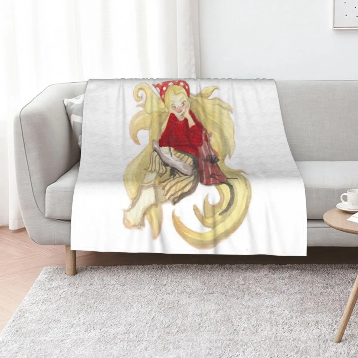 Rapunzel Girl Doing a Drawing in Watercolour Throw Blanket Warm manga Soft Big Camping Blankets