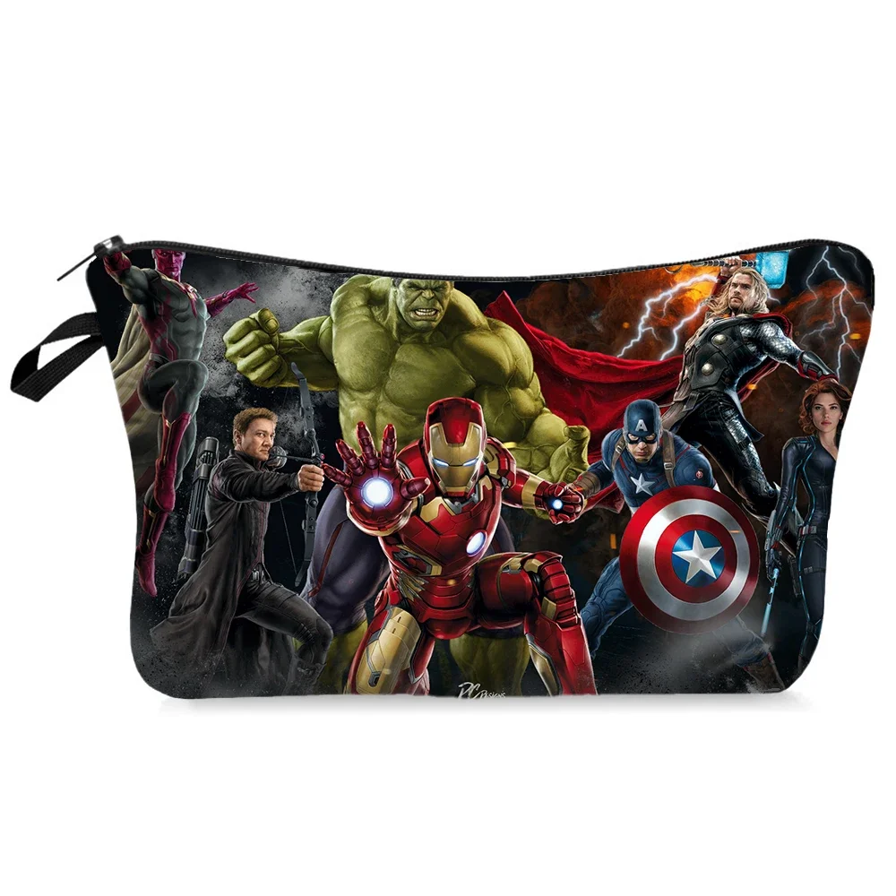 Marvel Heroes Spiderman Women Kid Cosmetic Bag Anime Cartoon Print for Girl Childern Female Coin Makeup Storage Purse Movie Gift