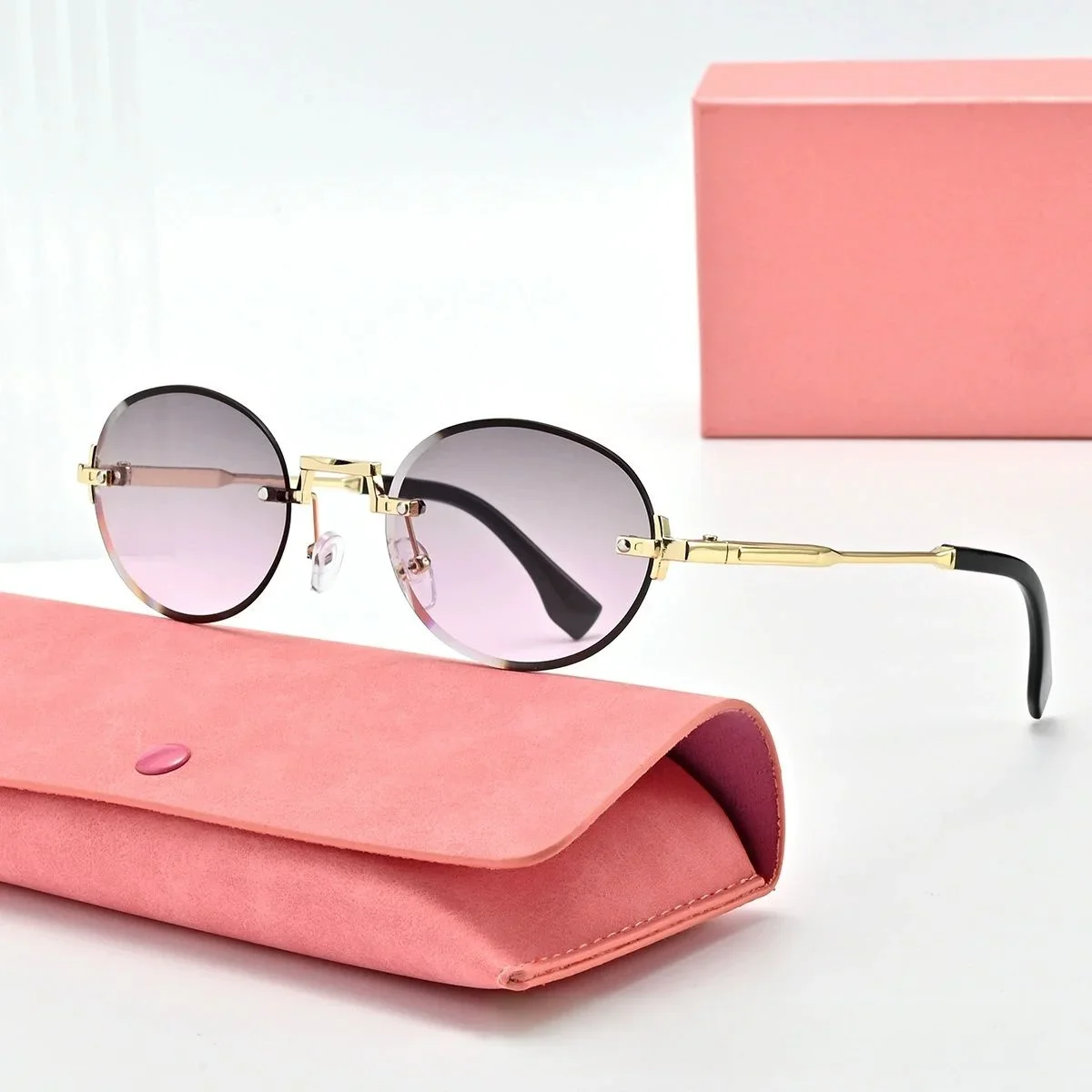 

Новые модные безрамные маленькие овальные солнцезащитные очки для женщин с защитой от ультрафиолета DS-8260