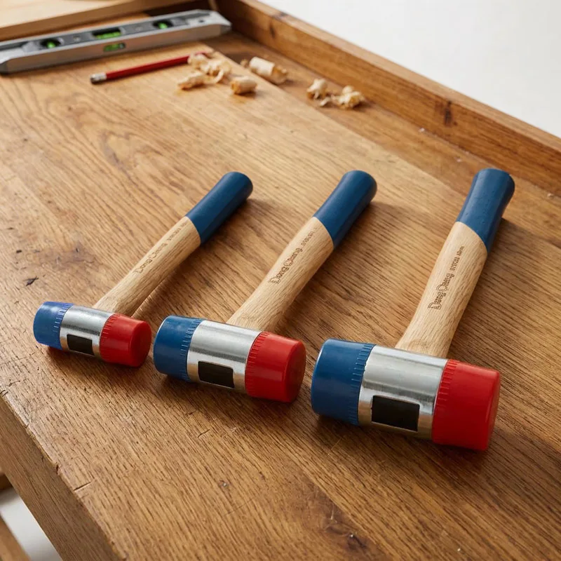 30-40mm Wood Handle Installation Hammer PVC Head Steel Core Unbreakable Soft Face Mallet for Tile Flooring Auto Body Repair Tool