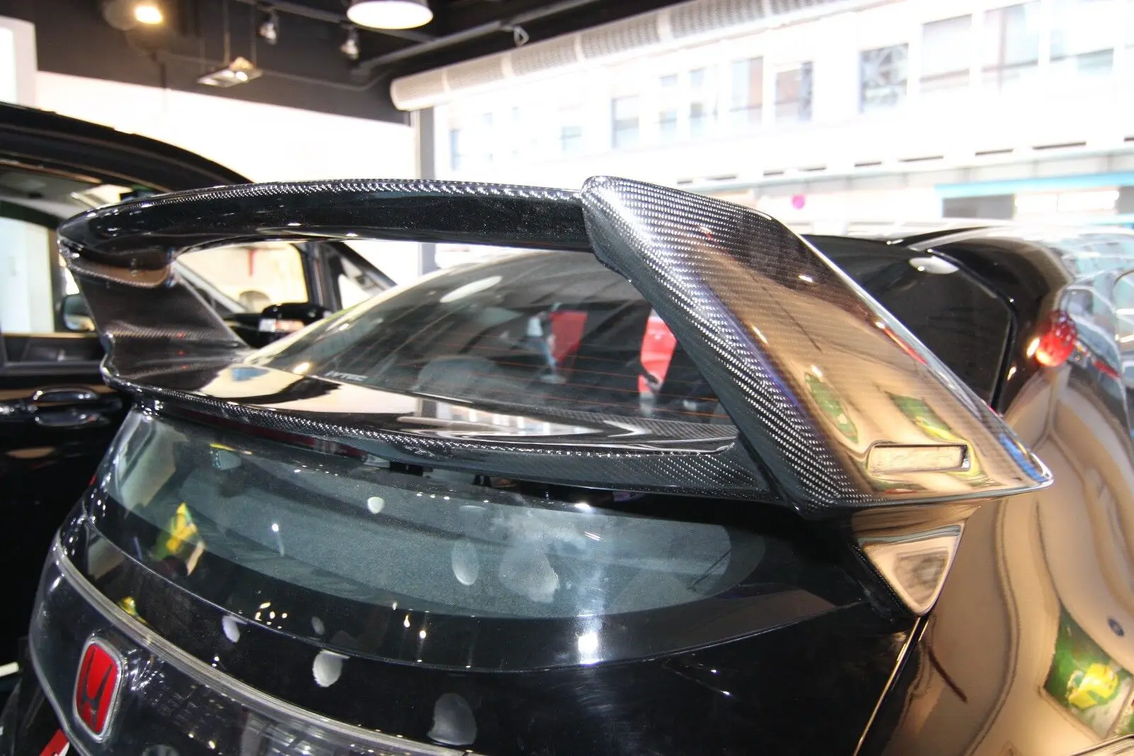 Real Carbon Fiber rear spoiler with base fit for Honda 2010 Civic Euro-R FN2